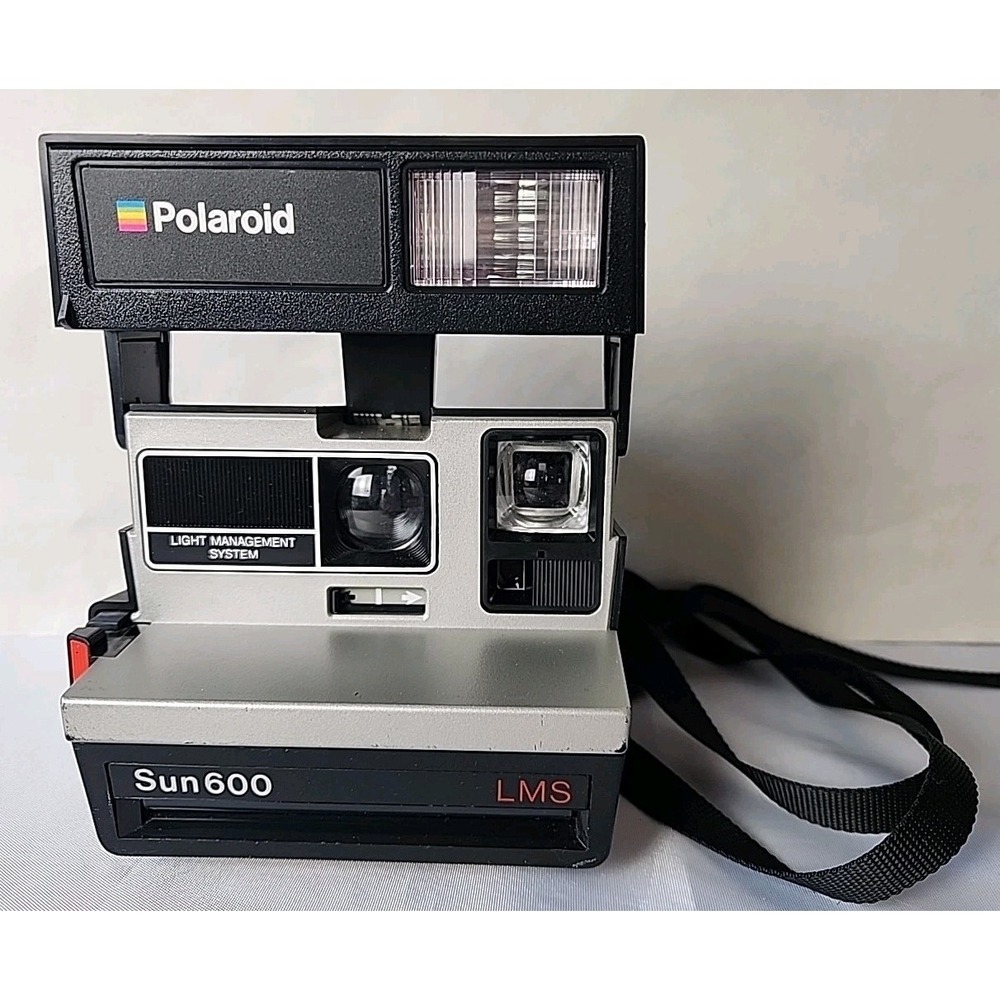 Vintage Polaroid Sun 600 LMS Instant Film Camera with Strap Untested For Parts